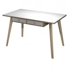Postazione Home-Office con sottopiano 120x60xH74,4cm gambe legno Bianco/Rovere