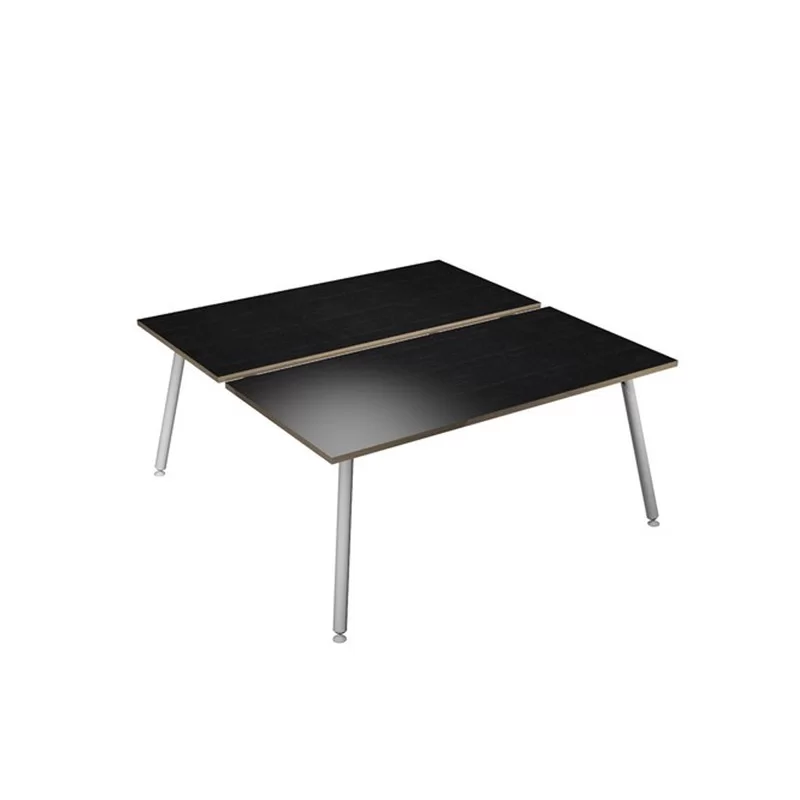 Scrivania a 2 postazioni contrap. 140x166cm Bianco/ Nero venato Skinny Metal