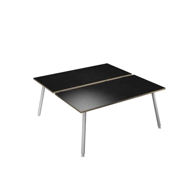 Scrivania a 2 postazioni contrap. 180x166cm Bianco/Nero venato Skinny Metal