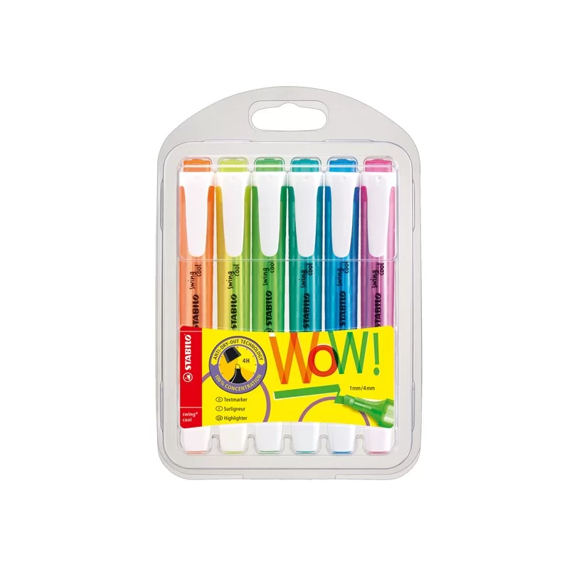 Astuccio 6 colori evidenziatore SWING COOL FLUO STABILO