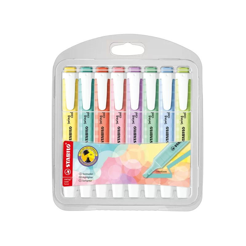 Astuccio 8 colori evidenziatore SWING COOL pastel STABILO 275/8-08-11