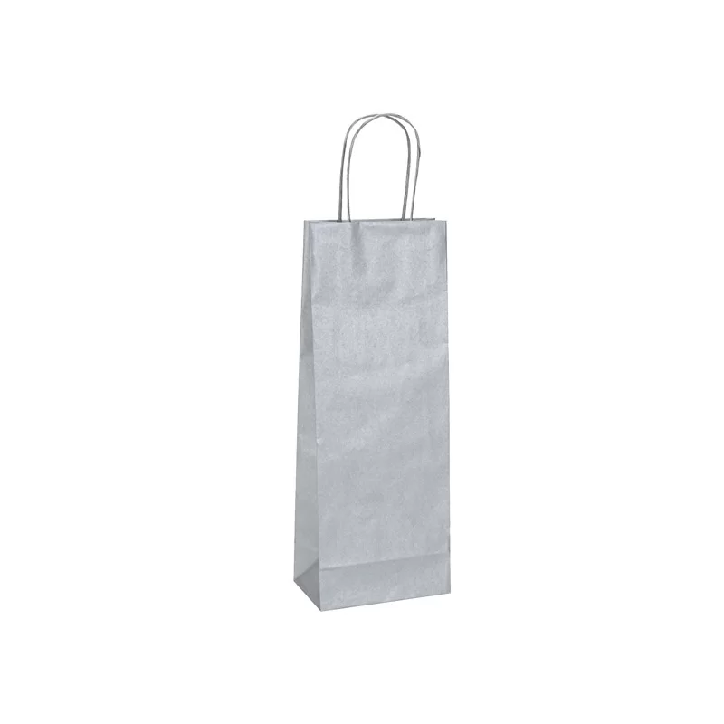 20 shoppers carta biokraft 14X9X38cm portabottiglie argento