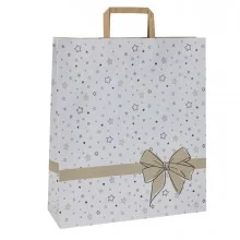 25 shopper natale carta c/maniglie piattina 36x12x41cm stars bianco FUORI CATALOGO