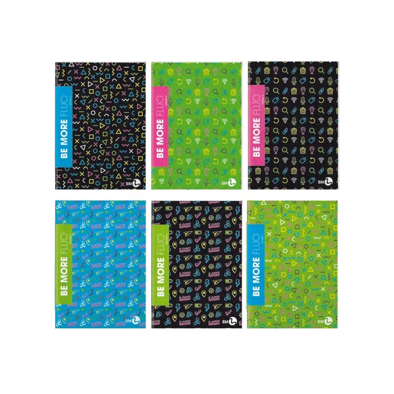 Maxiquaderno A4 36fg+2 100gr 1 rigo c/margine Be More FLUO BM (Conf.10)