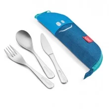 Astuccio in tessuto con posate in acciaio inox blu Picnik Concept Maped FUORI CATALOGO