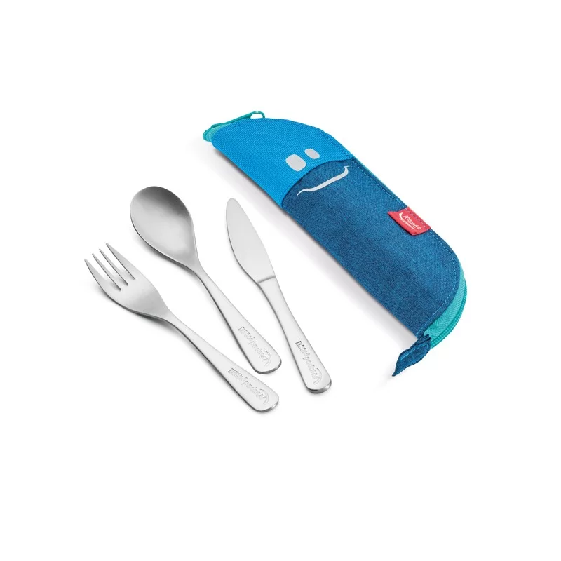 Astuccio in tessuto con posate in acciaio inox blu Picnik Concept Maped FUORI CATALOGO