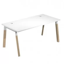 Scrivania Woody Superior 120x80cm piano bianco/gambe bimat. metal/massello