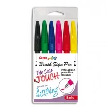 Astuccio 6 Sign Pen Brush colori assortiti Pentel FUORI CATALOGO
