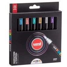 Astuccio 8 marcatore Uni Posca PC5M p.media 1,8-2,5mm col.ass. metal UNI