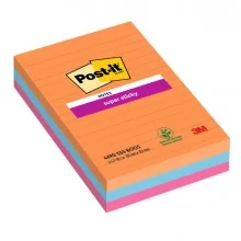 Cf. 3pz blocco 90fg. Post-it® Super Sticky RIGHE 101x152mm 4690-3SS-BOOS Boost