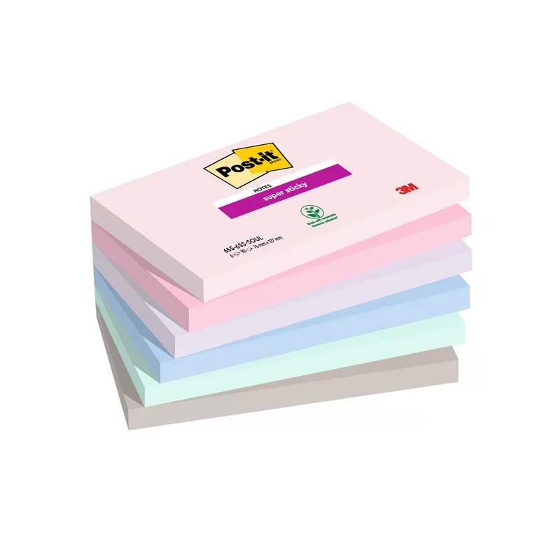 Cf. 6pz blocco 90foglietti Post-it® Super Sticky 76x127mm 655-6SS-SOUL Soulful