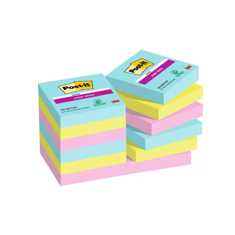 Cf. 12pz 90fg. Post-it® Super Sticky 47,6x47,6mm 622-12SS-COS Cosmic
