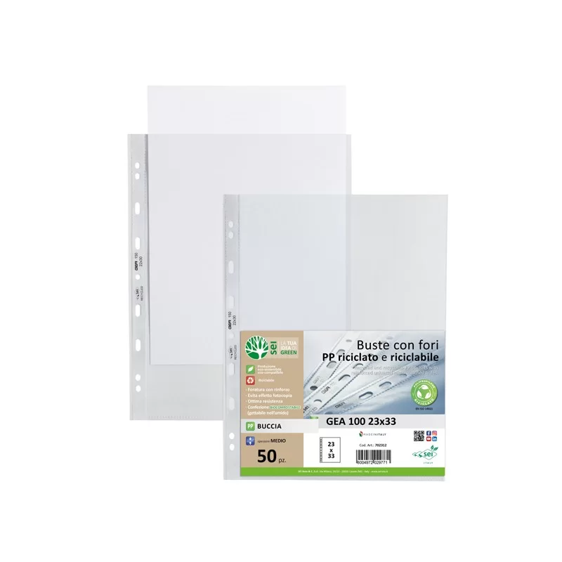 Conf 50 Buste forate in PP riciclato buccia medium 23X33cm GEA 100 Sei rota