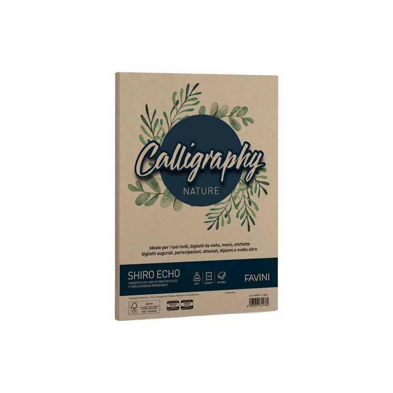 Carta Calligraphy Nature SHIRO ECO A4 50fg 250gr legno FAVINI