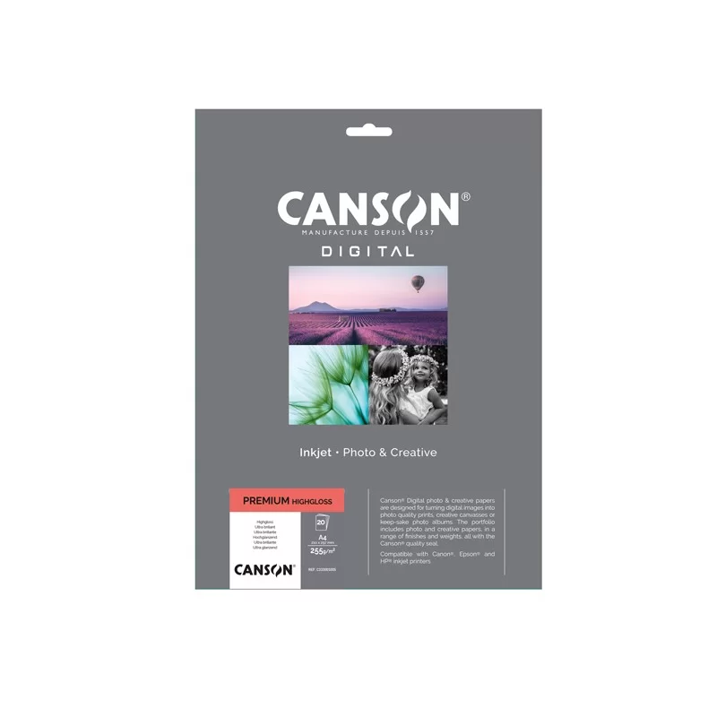 Carta InkJet PREMIUM A4 20fg 255gr HightGloss RC Canson FUORI CATALOGO