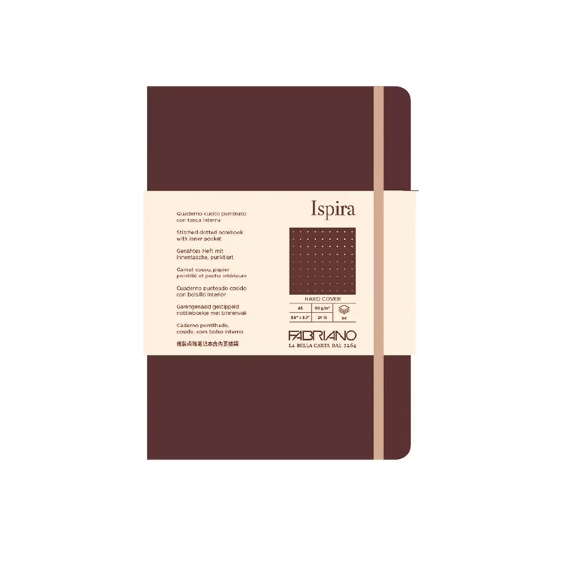 Taccuino c/elast. Ispira cop. fless. f.to A5 96fg. puntinato marrone Fabriano