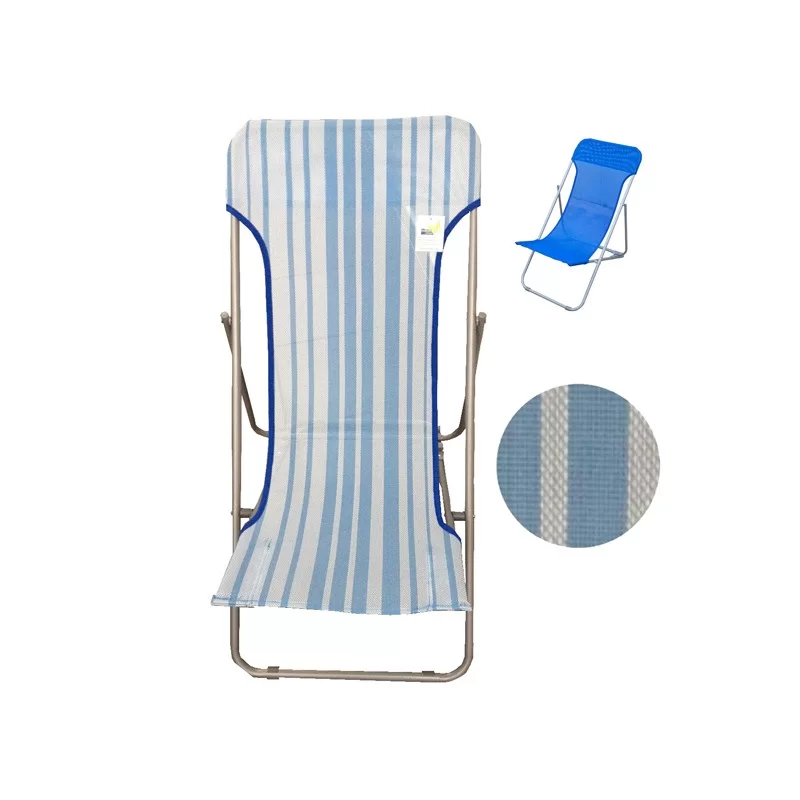 Sdraio pieghevole con righe azzurre Beach