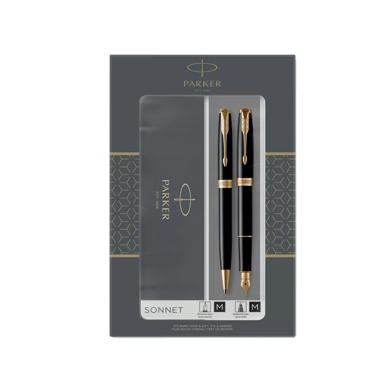 Gift Set DUO Sonnet Black GT + stilografica M + Sfera M Parker FUORI CATALOGO