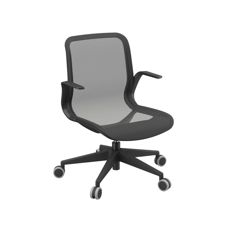 Poltrona direzionale Marilyn MYDO rete nera con braccioli inclusi