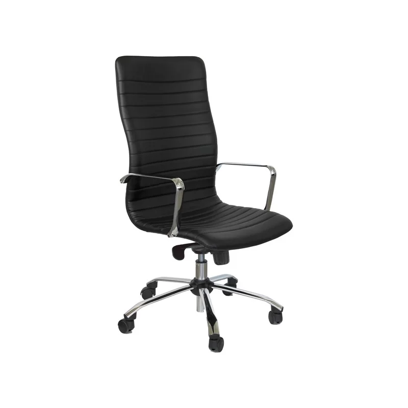 Poltrona direzionale Euterpe cromo EPPC nero con braccioli inclusi