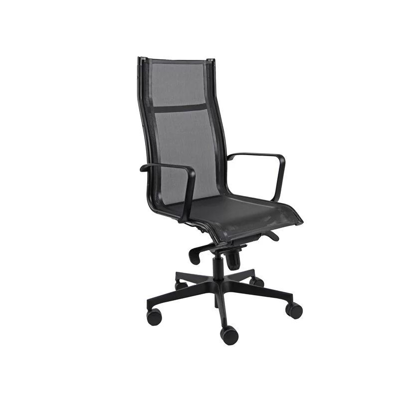 Poltrona direzionale Pollux all black PVP nero con braccioli inclusi