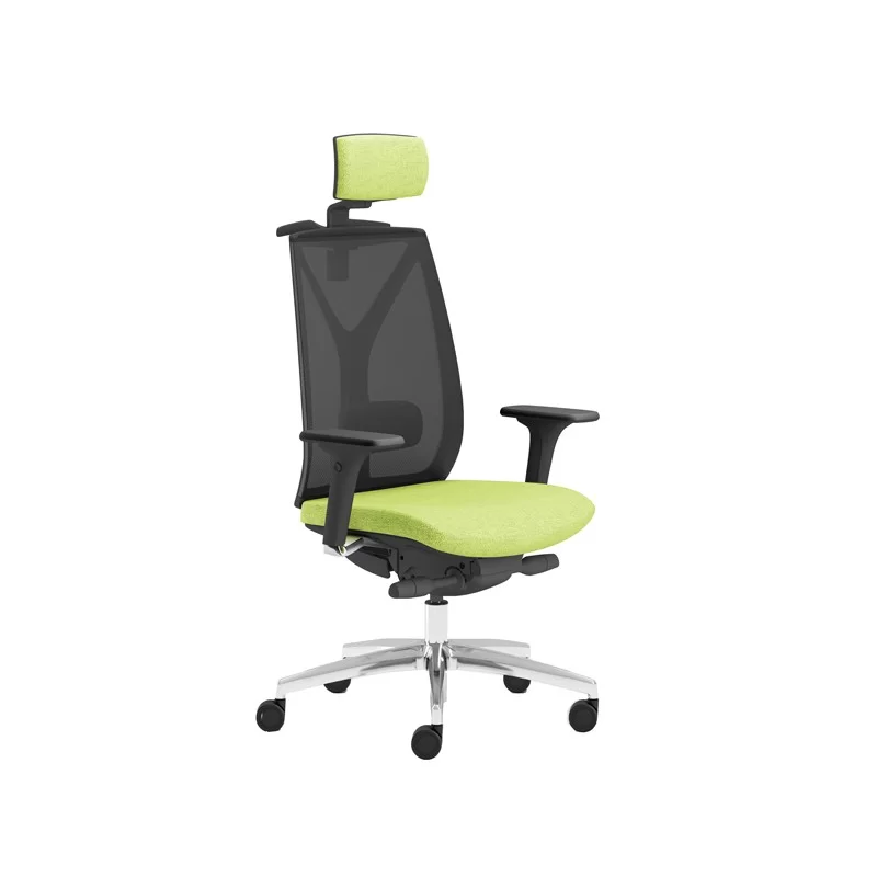 Poltrona semidirezionale Velia VEAPG verde mela c/bracc.regolabili+poggiatesta