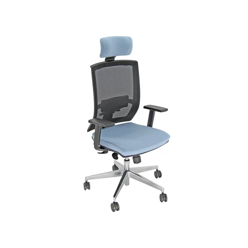 Poltrona semidirezionale Clotilde CTAPG celeste c/bracc. regolabili+poggiatesta