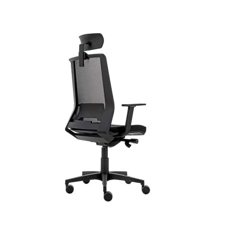 Poltrona semidirezionale Light LLNPG nero c/bracc. regolabili e poggiatesta