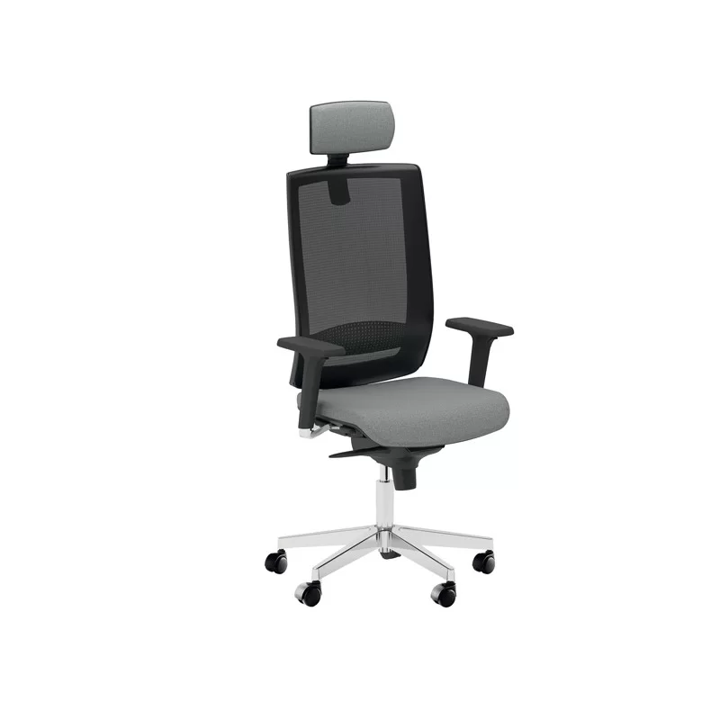 Poltrona semidirezionale Kind KIPGN grigio chiaro c/ bracc. regolabili+poggiate