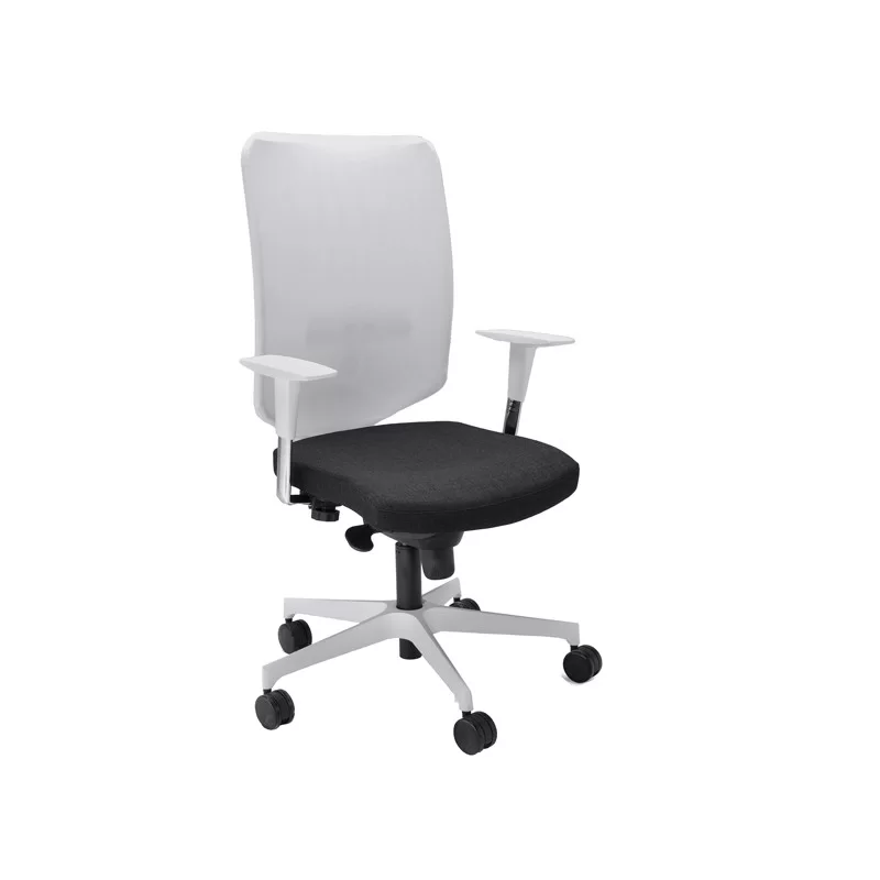 Poltrona semidirezionale Newair NWB nero/bianco con braccioli regolabili