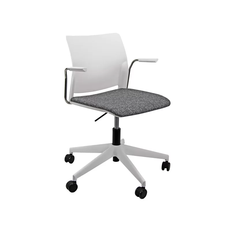 Seduta home/office Alpha APGBBRT bianco/grigio con braccioli inclusi