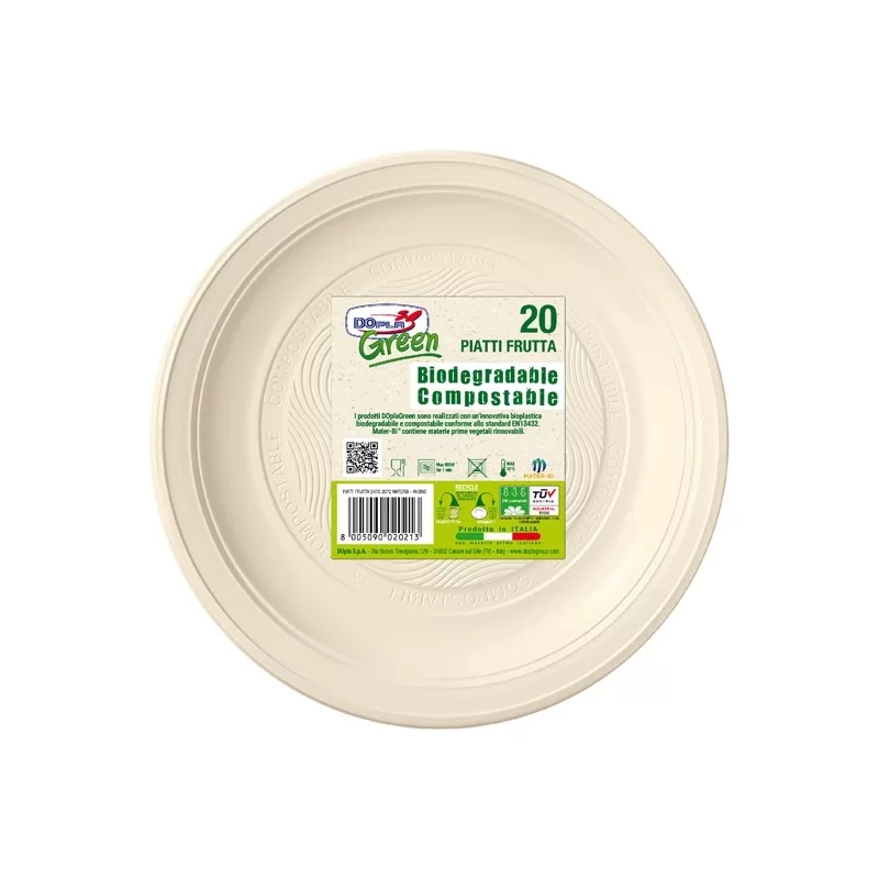 20 Piatti frutta Ø170mm BIO Mater-bi DOpla Green