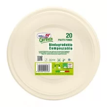 20 Piatti fondi Ø220mm BIO Mater-bi DOpla Green art. 40034