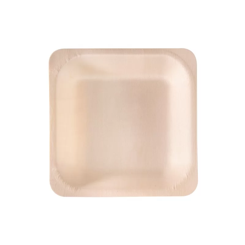 50 Piatti monouso in legno quadrati 14,5 x 14,5cm Signor Bio