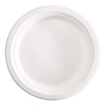 50 Piatti tondi monouso in canna da zucchero Ø 18 cm bianco Signor Bio