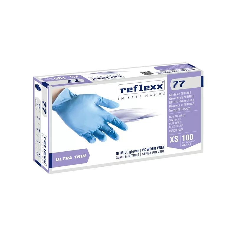Conf 100 Guanti In Nitrile R77100 taglia XL azzurri Reflexx