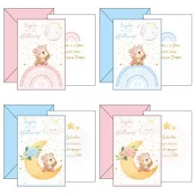 Biglietto auguri Battesimo 4 soggetti ass. Kartos (Conf.24)