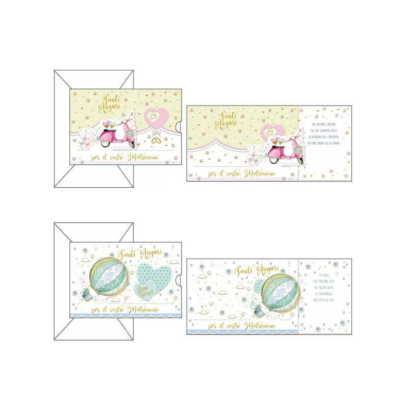 Biglietto Matrimonio 4 soggetti ass. Kartos (Conf.12) FUORI CATALOGO