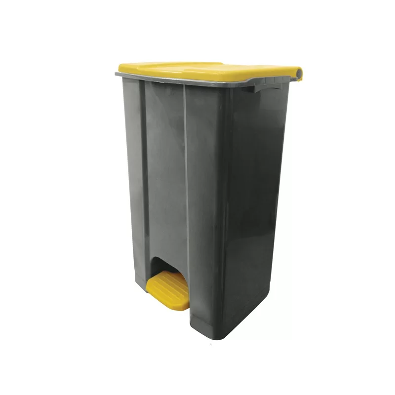 Contenitore mobile a pedale in plastica riciclata Ecoconti 80lt grigio e giallo