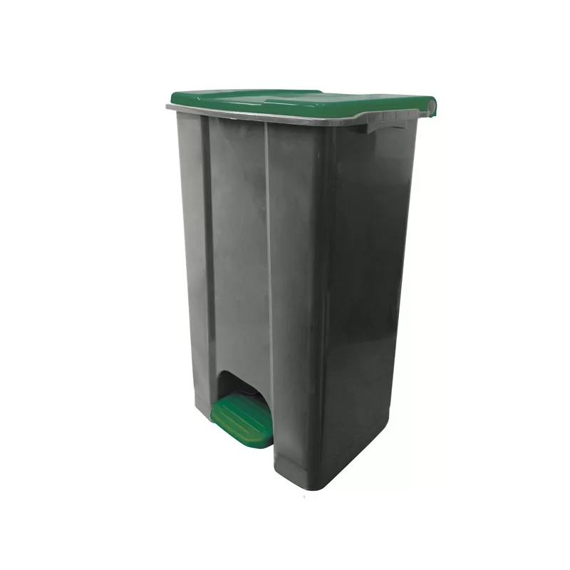 Contenitore mobile a pedale in plastica riciclata Ecoconti 80lt grigio e verde