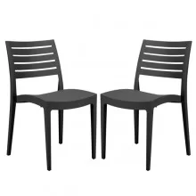 Set da 2 sedie Firenze in polipropilene antracite Grandsoleil