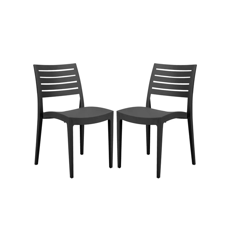 Set da 2 sedie Firenze in polipropilene antracite Grandsoleil