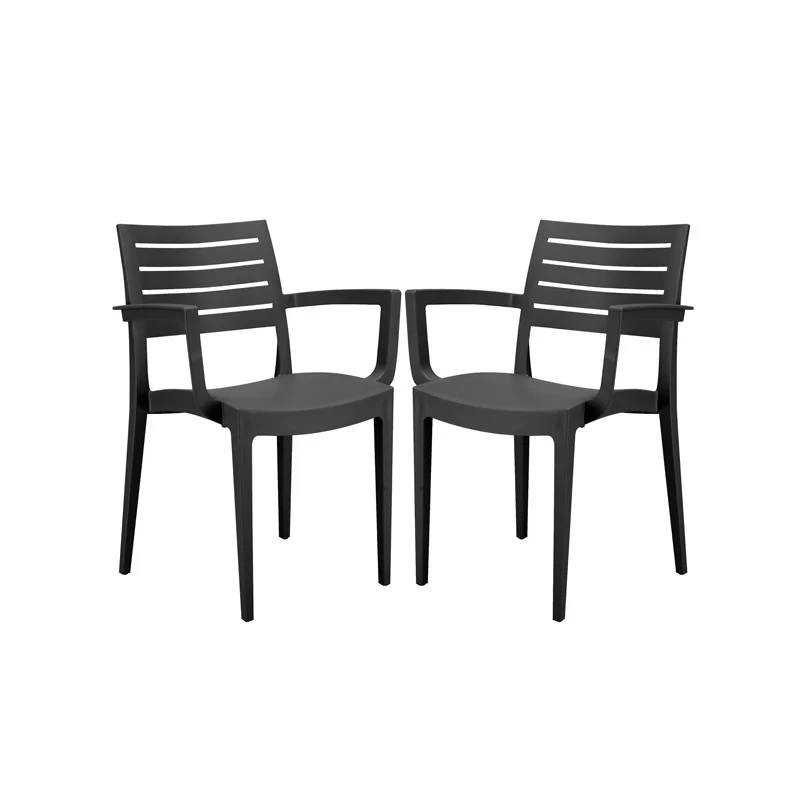 Set da 2 sedie con braccioli Firenze in polipropilene antracite Grandsoleil