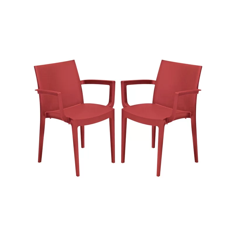 Set da 2 sedie con braccioli Venice in polipropilene rosso Grand Soleil