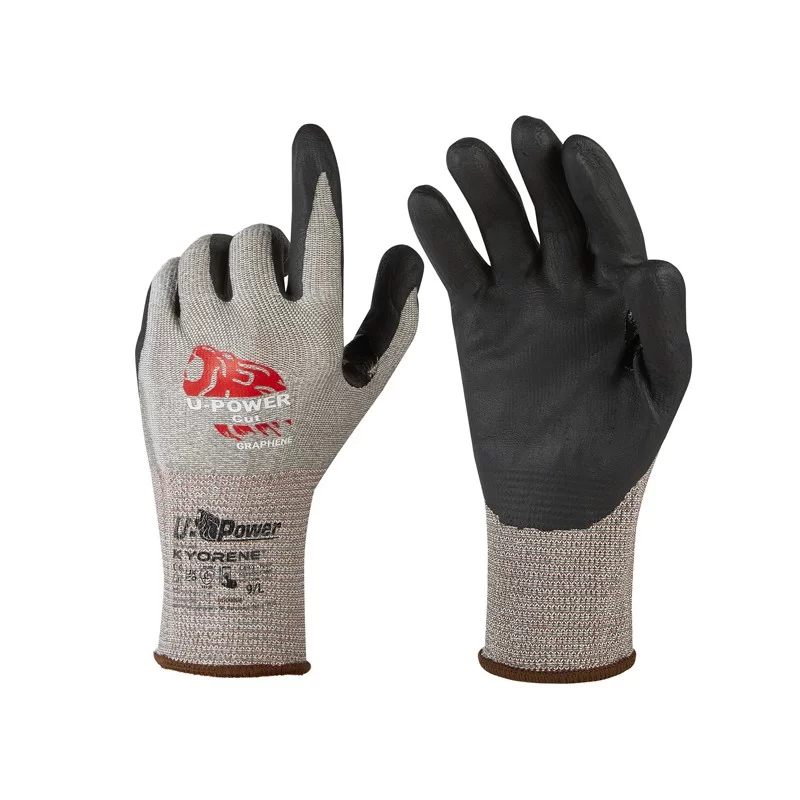 Guanti di protezione CUT taglia 10 grigio nero c/polsino nero U-Power (Conf.12)