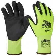 Guanti di protezione FLEX taglia 08 verde fluo nero c/polsino giallo U-Power (Conf.12)