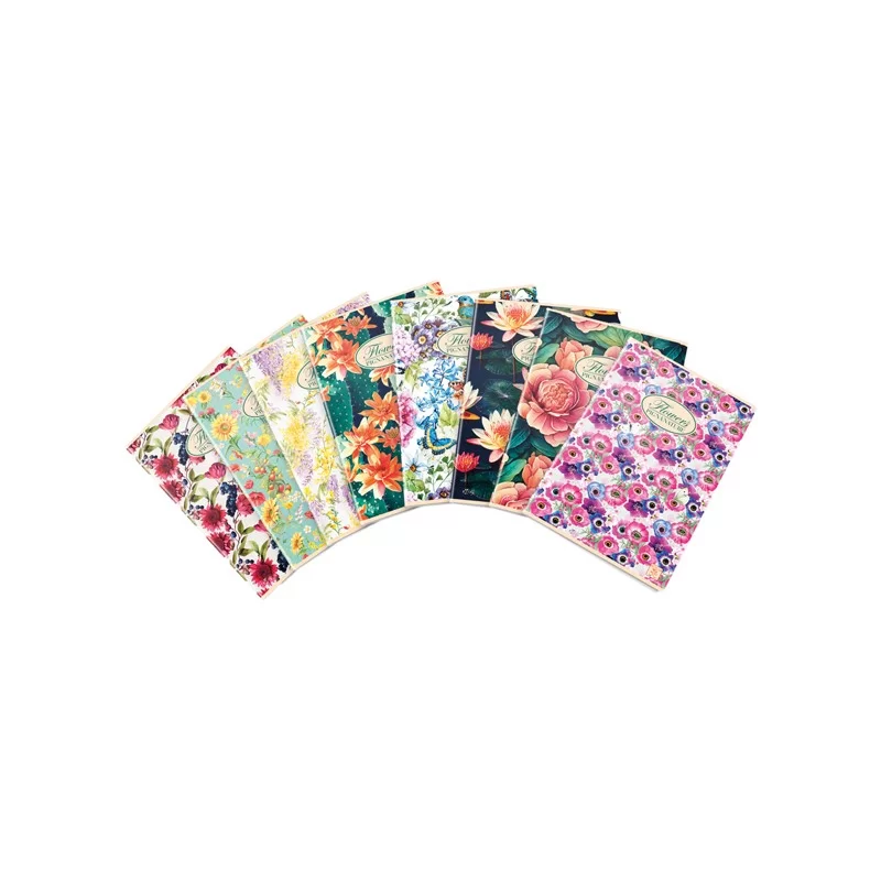 Quaderno A5 40fg+2 80gr 1rigo NATURE FLOWERS Pigna (Conf.10)