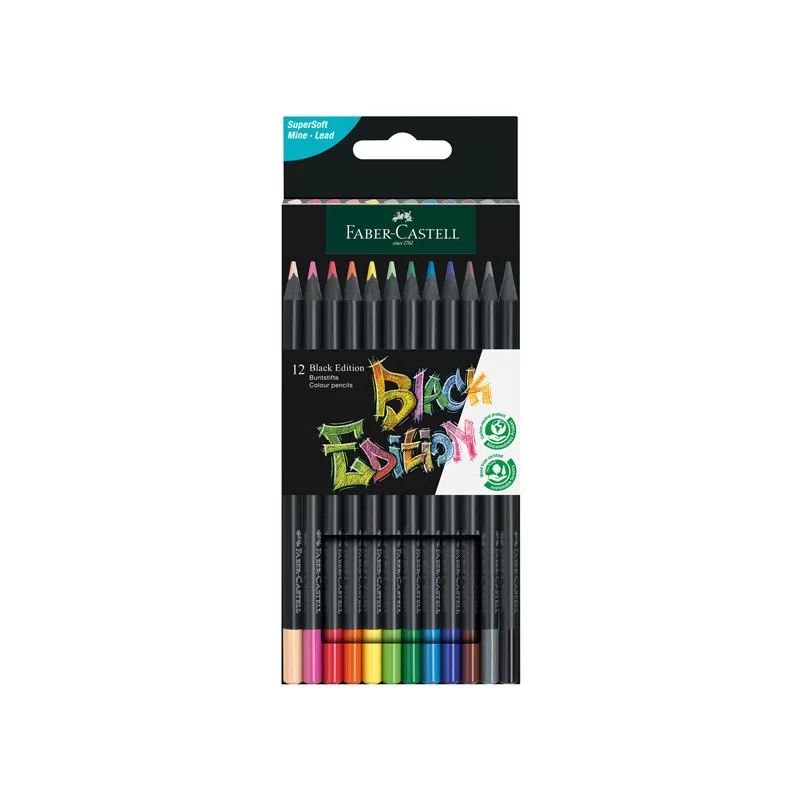 Astuccio 12 matite colorate triangolare Black Edition Faber-Castell