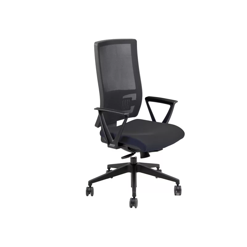 POLTRONA OPERATIVA Nereide NERO C/BRACC. tessuto Eco tratt. ignifugo