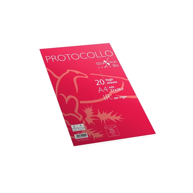 Fogli protocollo A4 Quaxima 1rigo 20fg 80gr Pigna